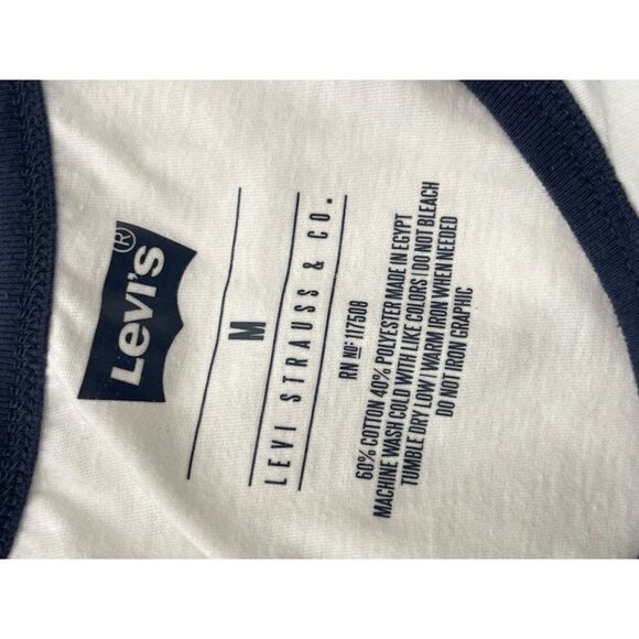 Vintage Levi’s Strauss & Co. White with Blue Trim Sleeveless Tank Top Size M - Picture 6 of 6